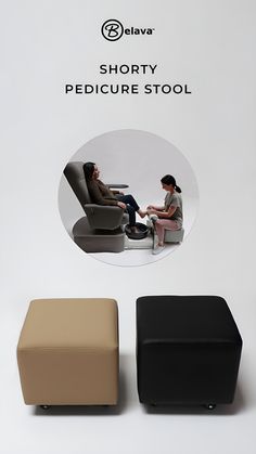 two different types of foot stools sitting next to each other on a white background