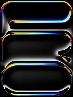 the letter e is made up of multicolored lines and shapes on a black background