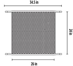 the measurements for an oven grate and grilling screen, with two sides facing each other