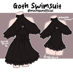 (Pre-Sample Pre-Order) Goth Swimsuit (SWIMSUIT ONLY) – Mochipan Goth Swimsuit, Art Outfits, Dress Design Drawing, Clothing Design Sketches, Drawing Anime Clothes, Dress Design Sketches, Fashion Illustration Dresses, Whimsical Fashion, Fashion Design Drawings