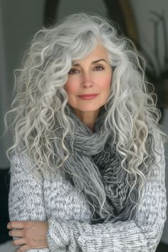 79+ Curly Hairstyles for Women Over 60 Selfie Props, Silver Haired Beauties, Long White Hair, Gorgeous Gray Hair, Grey Hair Styles For Women