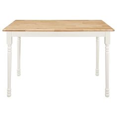 a white table with wooden top and legs