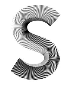 the letter s is made up of black and white lines, which are overlappingly