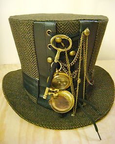 Steampunk madhatter Handmade tweed Tophat with compass and key | eBay Punk Witch, Steampunk Items, Steampunk Top Hat, Mad Hatter Hat, Steampunk Hat, Witch Hats, Style Steampunk, Steampunk Wedding, Steampunk Cosplay