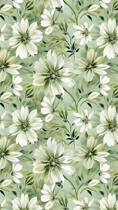 an image of white flowers on green background