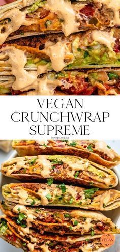 vegan crunchwrap supreme is loaded with meat, cheese and vegetables