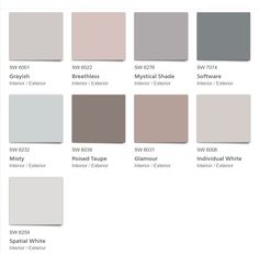 the different shades of gray and white are shown in this color chart, which is also available