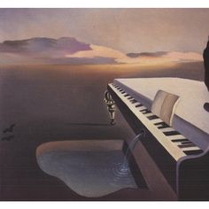 a painting of a man playing the piano