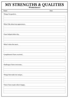 a printable worksheet with the words my strength and quatis on it