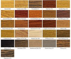 the color chart for wood grains in different colors and sizes, including brown, yellow,