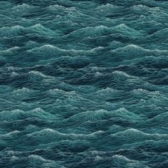 the water is blue and green with waves