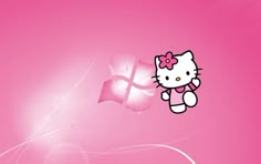 a hello kitty wallpaper with pink background