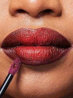 Cherry Red Lipstick Shades, Shades Of Red Lipstick, Red Ombre Lips, Fire Makeup, Ombre Lip, Lip Types, Red Lipstick Shades, Red Liquid Lipstick, Ombre Lips