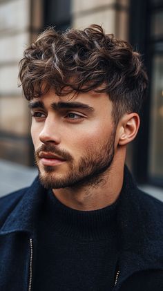 Caesar Cut Men Hairstyles For Curly Hair Men, Messy Short Haircut, Mens Fringe Haircut, Mens Fringe, Young Men Haircuts, Popular Mens Haircuts, Curly Fringe