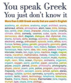 a poster with words that say you speak greek, you just don't know it