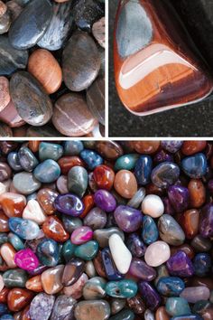 several different pictures of rocks and stones on the ground