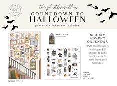 the spooky sticker set includes an assortment of halloween images and bats,