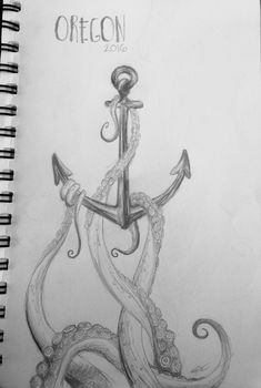 an octopus is sitting on top of an anchor