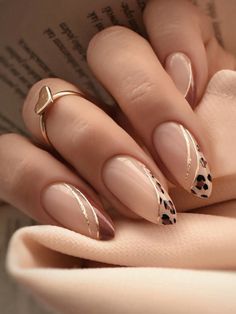 Leopard Print Nails, Gold Nail, Leopard Nails, Makijaż Smokey Eye, Animal Print Nails, Fall Nail Art, Autumn Nails, Fall Nail Designs, Nail Accessories