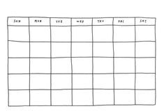 a black and white drawing of a calendar with the days in each month on it