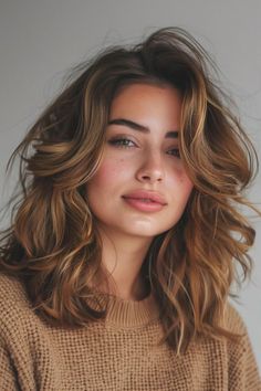 50+ Chic & Versatile Medium Length Hairstyles to Try Today - Days Inspired Dark Brown Hair Light Complexion, Cinnamon Swirl Hair Color, Shoulder Length Hairdos, Medium Length Hairstyle, Medium Length Wavy Hair, Rambut Brunette, Medium Length Hairstyles, Tousled Waves, Haircuts For Wavy Hair