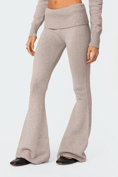 PRODUCT INFO Pants Fold over waistband Flared fit Knitted fabric Matching set Acrilan Model wears size S Model height is 5'7 Item care: Hand wash Cable Knit Flare Pants, Coquette Winter Pants, Fold Over Pants, Looking Put Together, Pants Nordstrom, Visionary Fashion, Y2k Vibes, Swimwear Dress, Pants Design