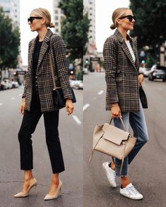 Plaid Blazer Outfit, Pijamas Women, Chique Outfit, Blazer Outfits Casual, Blazer Outfits For Women, Fashion Jackson, Blazer Outfit, Looks Street Style, Plaid Coat