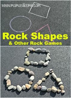 rock shapes and other rock games for kids to play on the pavement with their hands