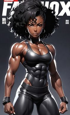 an image of a female bodybuilding figure on the cover of a comic book,