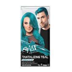 Splat Semi-Permanent Complete Hair Color Kit contains everything you need to create the bold hair color you’ve been dreaming about. Designed to provide terrific teal hues on unbleached or dark hair, results are intensified when used on pre-lightened hair. Whether you're looking for all-over teal hair color, teal hair streaks, a teal ombre, or a teal balayage, the vivid results are designed to last up to 30 shampoos. Get it today and try some of our temporary hair dye colors! Teal Hair Streaks, Teal Hair Dye, Tantalizing Teal, Splat Hair Dye, Teal Hair Color, Splat Hair Color, How To Dye Hair At Home, Punky Color, Grey Hair Dye