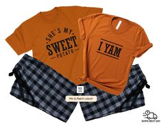 Free Domestic Shipping on orders over $30.99 Celebrate Holidays season with these funny matching couple pajamas! The search is over, you have found the best surprise for the person you love. These couple matching pajamas make a great Thanksgivig gift, anniversary gift, wedding, engagement or honeymoon wear.Nice and comfy buffalo plaid pajamas for couples available in different colors. *For different t-shirt colors/sizes (XS-4XL), please contact us. Thank you! ➽ Price for 1 Pajama Set (1 t-shirt Pajamas For Couples, Fall Pajamas, Couples Thanksgiving, Matching Couple Pajamas, Fall Loungewear, Honeymoon Wear, Buffalo Plaid Pajamas, Funny Matching, Couple Pajamas