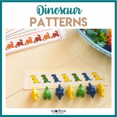 dinosaur pattern bookmarks for kids to make with their own shapes and colors, including the letters