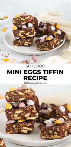 an image of mini eggs tiffins on a plate with the title above it