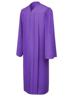 a purple graduation gown and cap