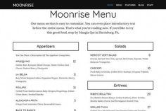 the moonrise menu is shown in black and white