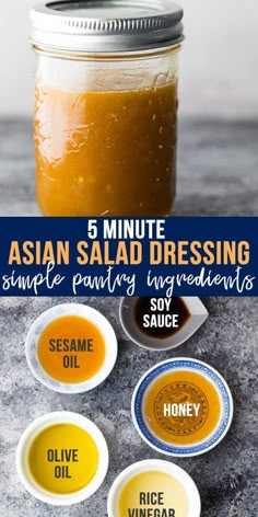 Asian Sesame Dressing, Asian Salad Dressing, Asian Dressing, Salad Dressing Recipe, Resep Salad, Honey And Soy Sauce, Sesame Dressing