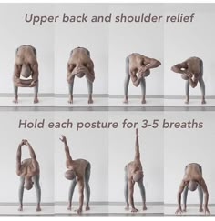 a series of photos showing different poses for the body