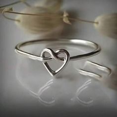 Simple 925 Sterling Silver Intertwined Heart Shaped Ring In Size 8 Heart Ring Design, Silver Heart-shaped Ring For Gift, Ring Design Silver, Silver Heart-shaped Metal Ring, Heart-shaped Metal Ring Jewelry For Gifts, Heart-shaped Metal Ring Jewelry For Valentine's Day, Sterling Silver Heart-shaped Open Ring For Valentine's Day, Silver Wire Rings, Heart Shaped Ring