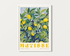 a painting of lemons on a tree with the words matissee written below