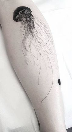 10+ Graceful Jellyfish Tattoo Ideas For Women #tattoo #art #jellyfish #tattooed Jellyfish Tattoo Thigh, Side Thigh Tattoos Women, Marine Tattoo, Side Thigh Tattoos, Leg Sleeve Tattoo, Gothic Tattoo