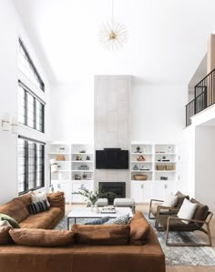 a living room filled with furniture and a fire place