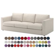 an image of a couch with different colors and sizes in front of the same color