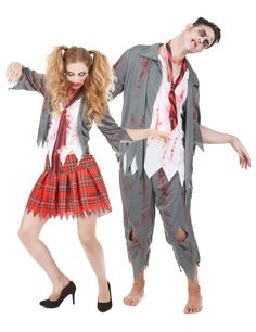 two people dressed up in zombie costumes