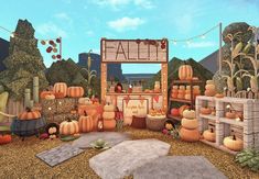 an animated display of pumpkins and other decorations