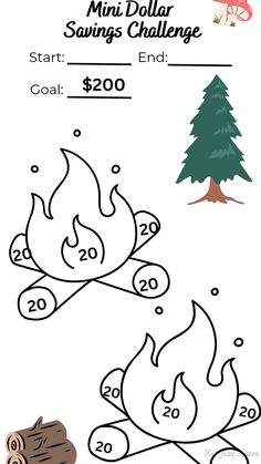 a coloring page with an image of a campfire