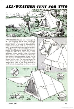 an advertisement for a tent with instructions to make it