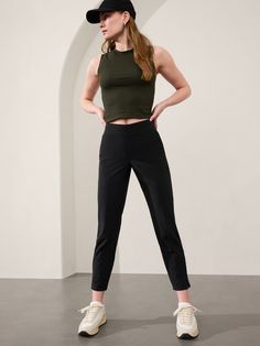 Brooklyn Mid Rise Ankle Pant | Athleta Work And Travel, Bra Dress, Active Wear Pants, Bottom Clothes, Ankle Pants, Side Panels, Workout Pants, Girls Shopping, Cropped Pants