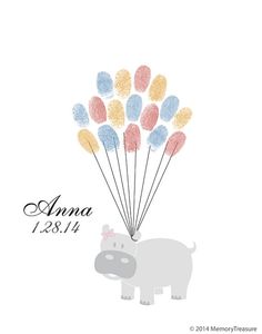 Baby Shower Guestbook Alternative Hippo Children by MemoryTreasure