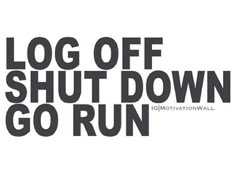 the words'log off shut down go run'are shown in black and white