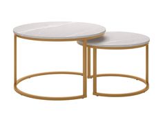 Round marble and gold nesting coffee tables with elegant design and stylish metal frames. Coffee Table Metal Frame, Round Nesting Coffee Tables, Patio Storage, Patio Bar Set, Marble Surface, Nesting Coffee Tables, Marble And Gold, Replacement Cushions, Patio Sectional